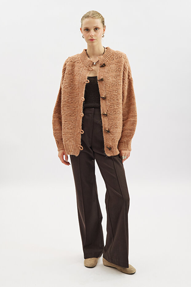 Wide Buttoned Knitted Cardigan Tile