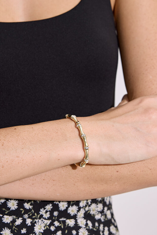 Zircon stone rowed bracelet gold
