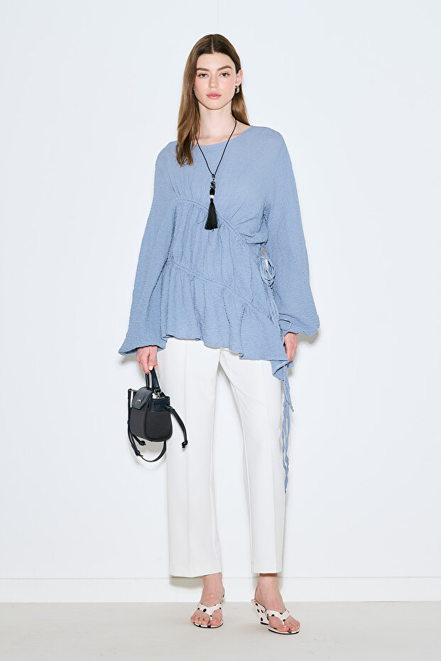 Tie-Dye Textured Tunic Blue