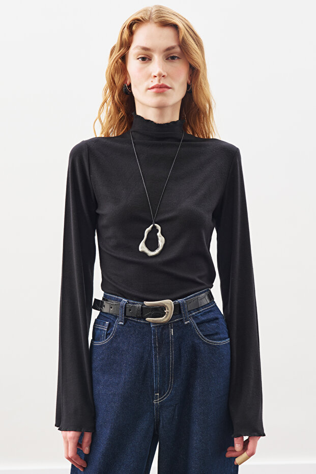 Fishing Collar Bluse Black