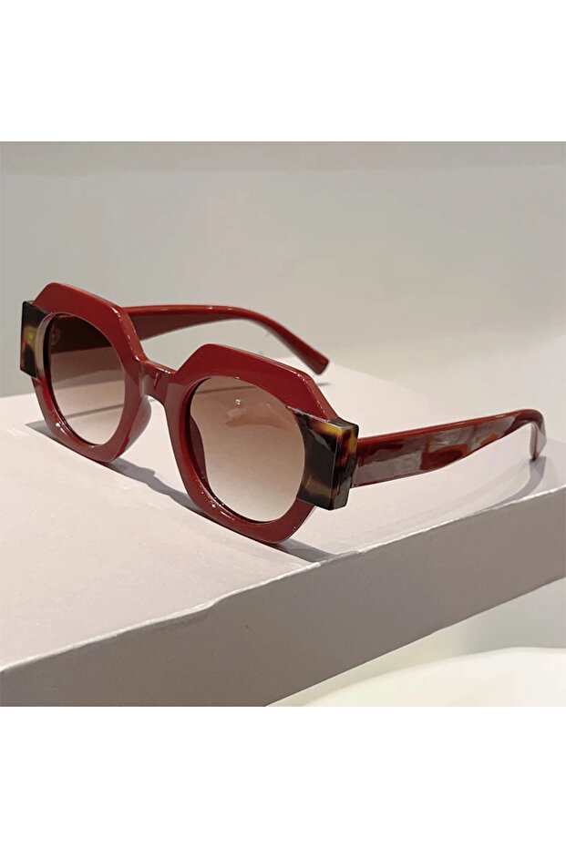 without case red-gradient tea KAMMPT Polygon Rim Sunglasses Men 2025 New in Fashion Gradient Candy C
