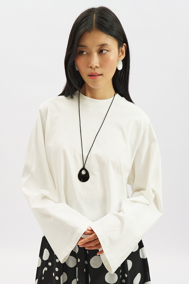 Long Sleeve Short Tshirt Ecru