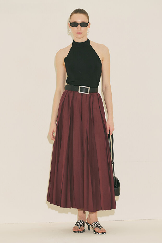 Zeya Piecewise Skirt Burgundy