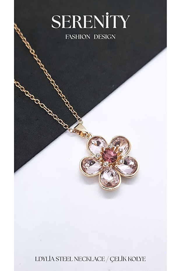 Ldylia Flower Figured Steel Necklace
