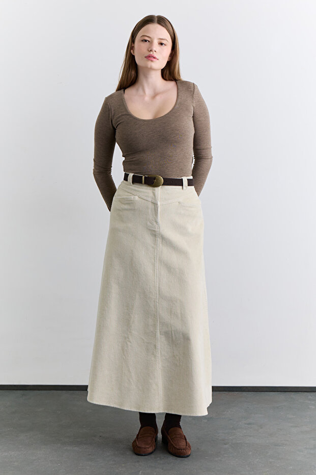 Velvet Long Skirt Vanilla