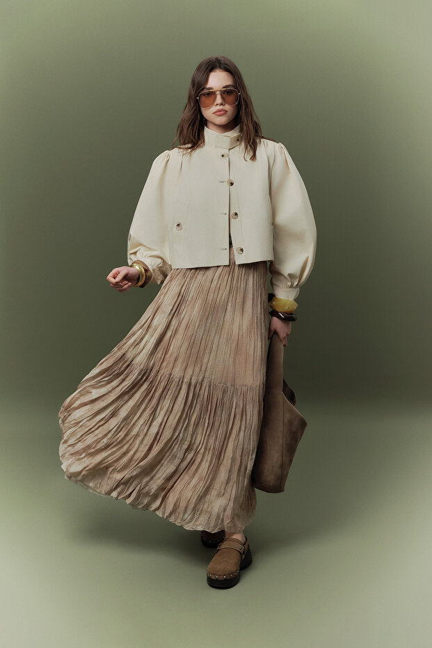 Patterned Crush Pleated Skirt Nova