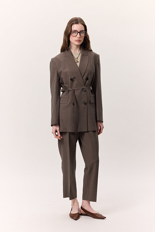 Tencel Pleated Pants Brown