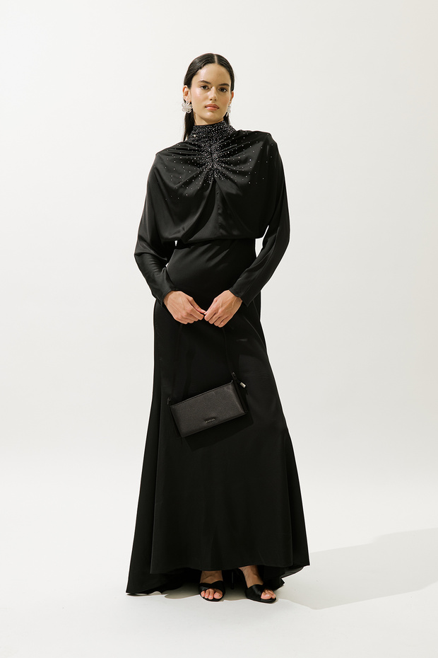 L'Amour Stone Evening Dress Black
