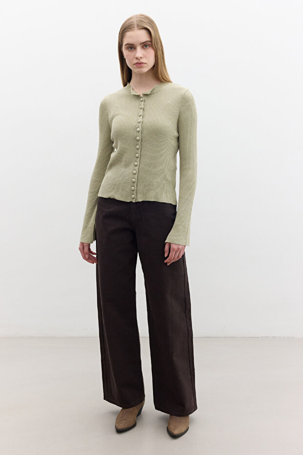 Small Buttoned Knitwear Cardigan Green