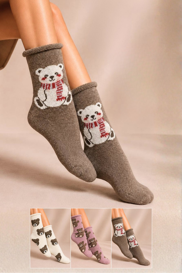 Women's Non-Elastic Lambswool Winter Socks 3-Pack