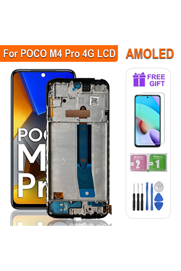 AMOLED With Frame 6,79" Super AMOLED Display MZB0B5VIN 2201117PI 2201117PG LCD For Xiaomi Poco M4 Pr