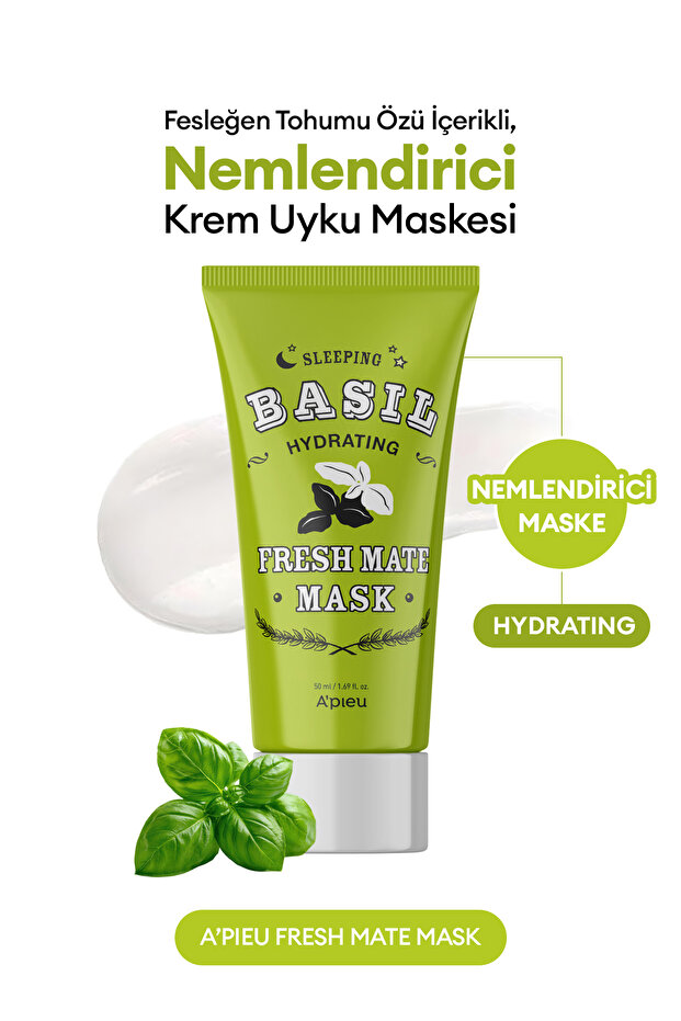 Moisturizing Cream Sleeping Mask with Basil Seed Extract Apieu Fresh Mate Basil Mask (Hydrating)