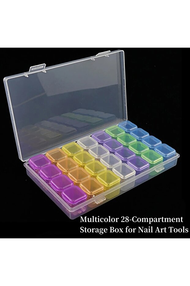 MULTI 28/56Girds Nail Art Tools Storage Box Compartment Organizers Transparent Plastic Storage Case