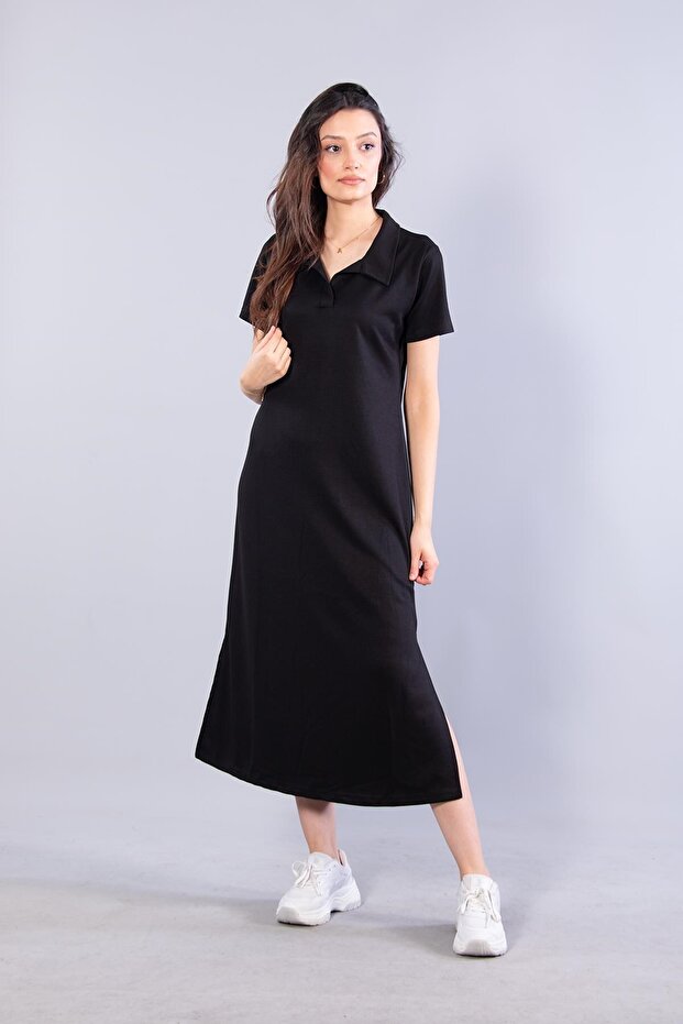 26675 polo neck modal fabric dress