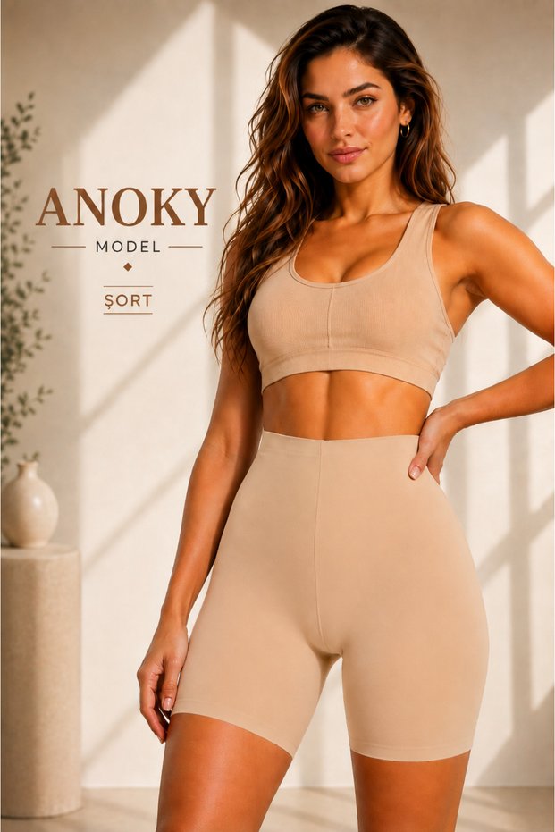 Anoky Model Seamless Butt and Inner Thigh Recovery Sports Shorts Skin Color