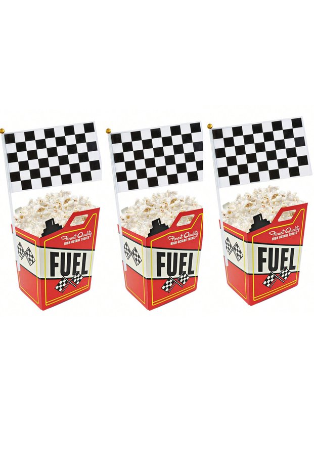 3pcs Novelty 6/12 Pcs Race Car Popcorn Treat Boxes with Flags, Black and White Racing Flag For Race