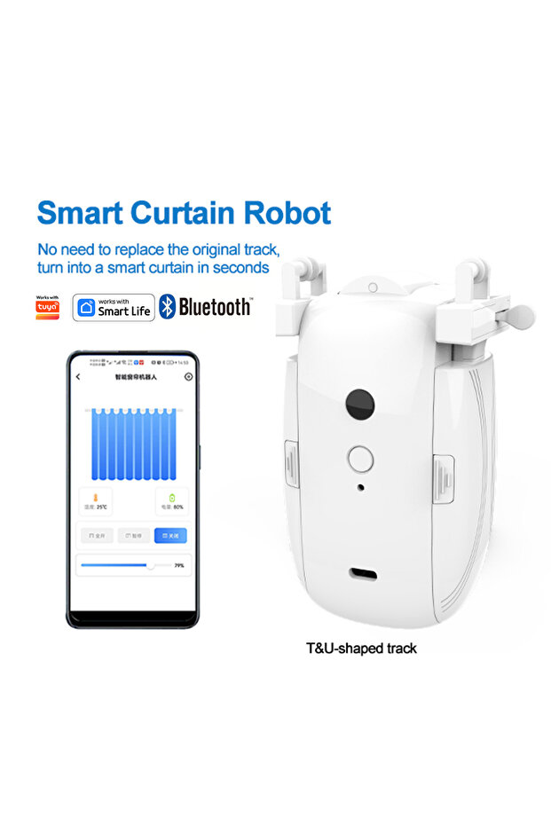 WHITE Smart Curtain Opener Bluetooth Remote Control Electric Curtain Motor Tuya Voice Control Wirele