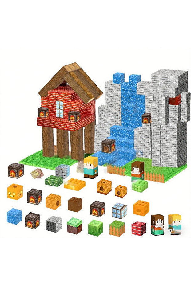 90pcs random 5 Doll Magnetic Building Blocks Mine World Cube Magnet Set for Kid Age 3+ DIY Model Chi