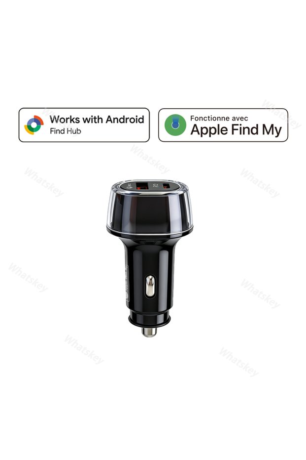 Black Universal Car Phone Charger USB Type-C 30W USB Quick Charging Adapter GPS Locator Tracker For