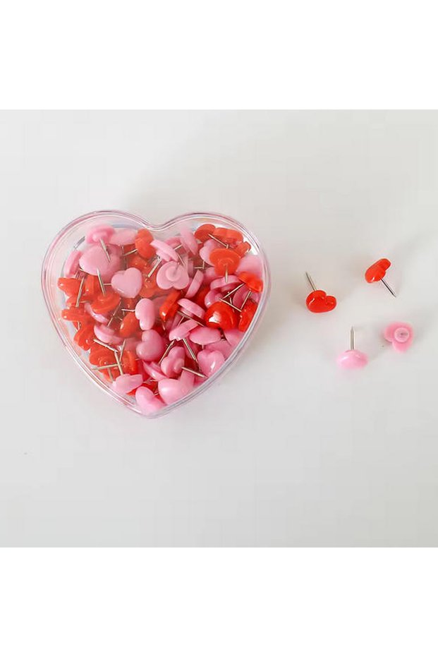 MULTI 50pcs Assorted Heart Push Pins Plastic Tacks for Cork Board Office School Stationery Supplies