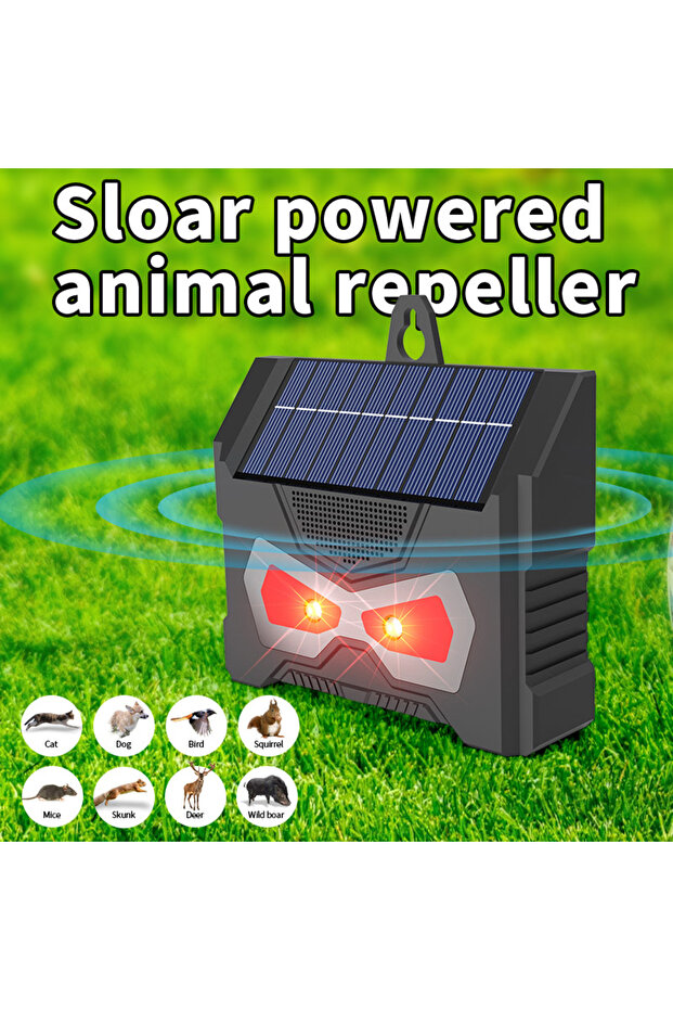 SJZ-059 1PC Electronic Ultrasonic Bird Repeller IP66 Waterproof Solar Charging LED Flash Lamp Pest C