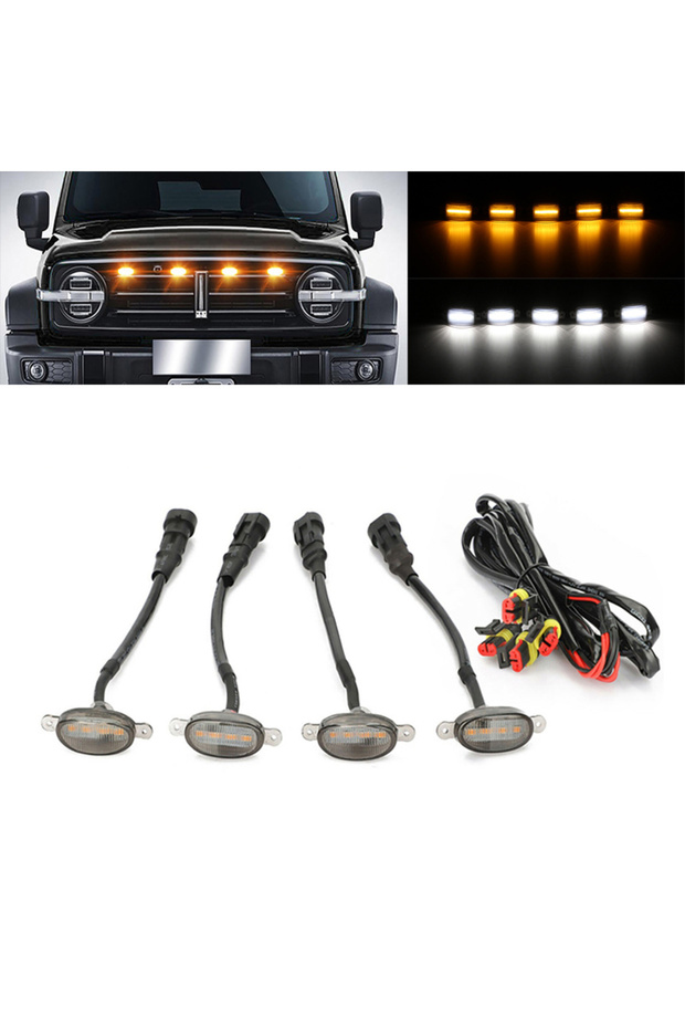 White light Universal Front Grille LED Driving Light DRL with Harness Amber White for Ford Toyota Tr