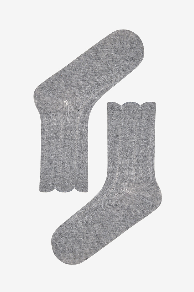 Ruffle Jacquard Dark Gray Socks