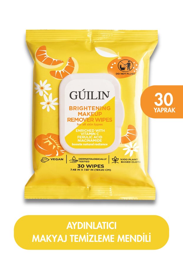 Brightening Makeup Removal Wipes 30Pcs | Vitamin C, Ferulic Acid & Niacinamide | For All Skin Types