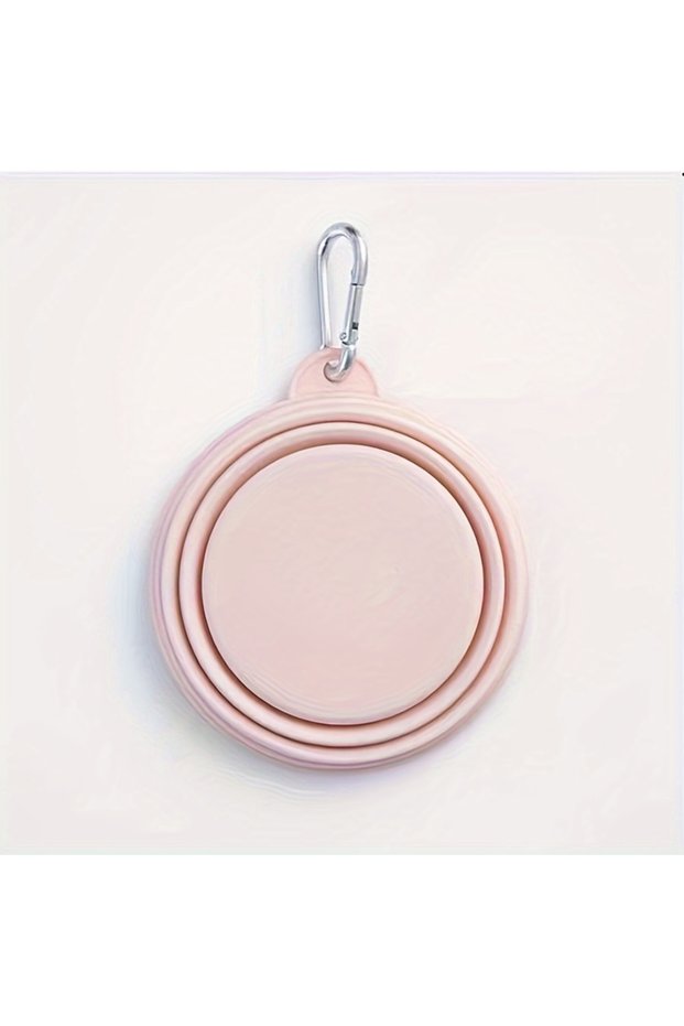 Pink Hanging Dog Pet Folding Silicone Bowl Outdoor Travel Portable Food Water Container Feeding Tray