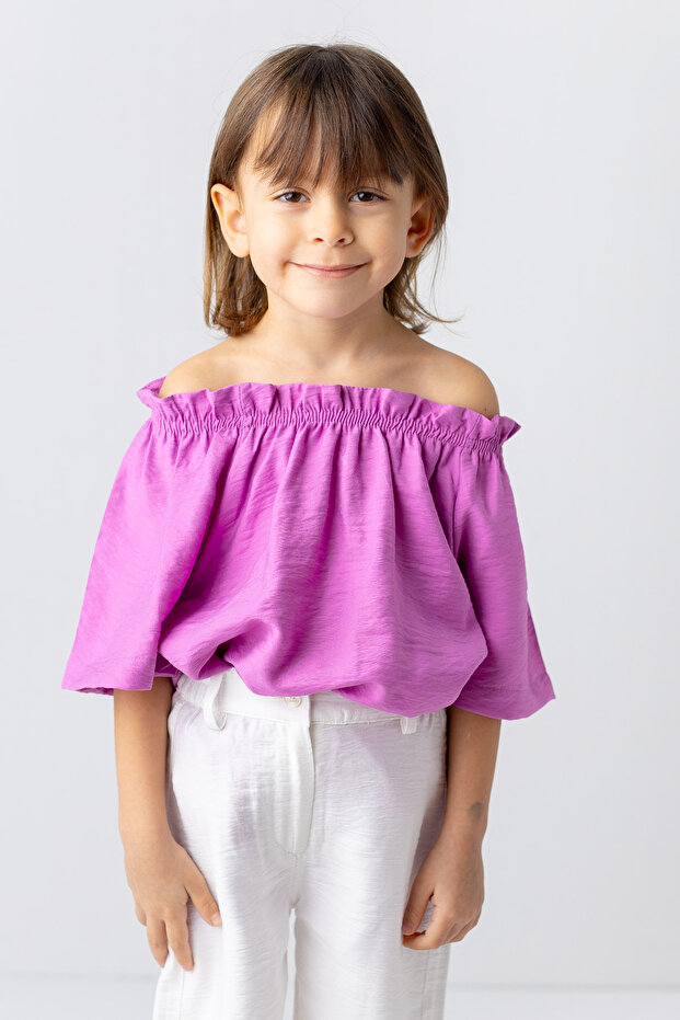 Girls' Woven Viscose Plain Blouse Size: 13-14 Yas