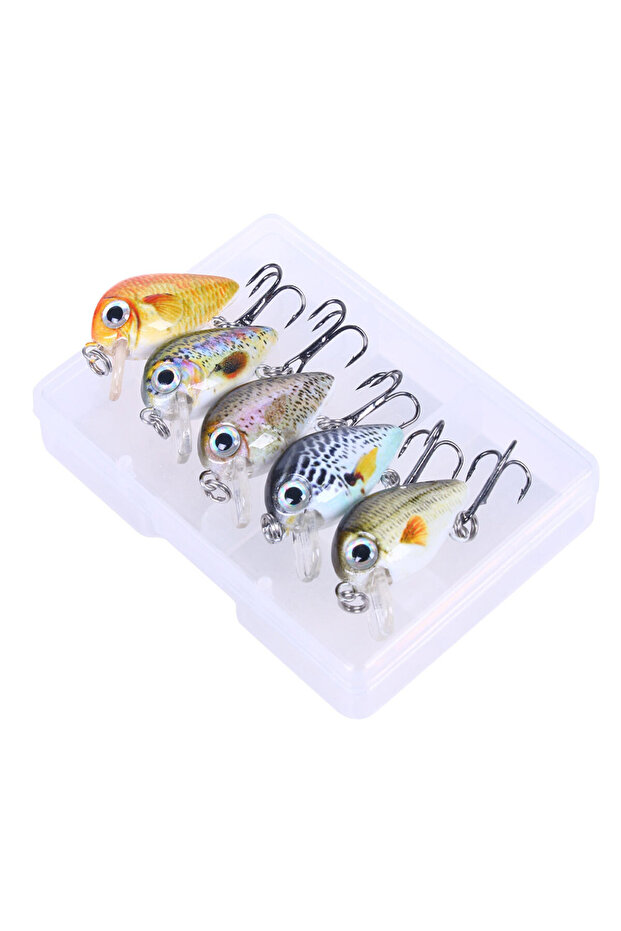 Box008-2 HENGJIA 5pcs 1.5g-2g 3cm Mini Crankbait Kit Artificial Wobblers Hard Bait Bass Trout Fishin