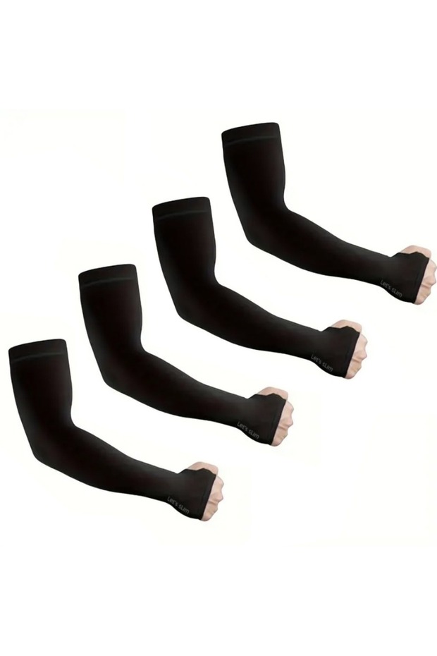 4 Pairs black 4 Pairs Fashion Summer Ice Silk Sun Protection Ice Sleeve Unisex Outdoor Beach Sports