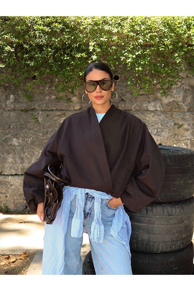 Double-Breasted Collar Short Bomber Jacket