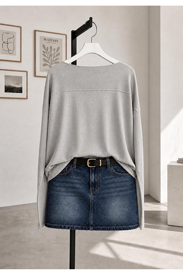 Women's Off Shoulder Thin Viscose Knitwear Knitted Sweatshirt