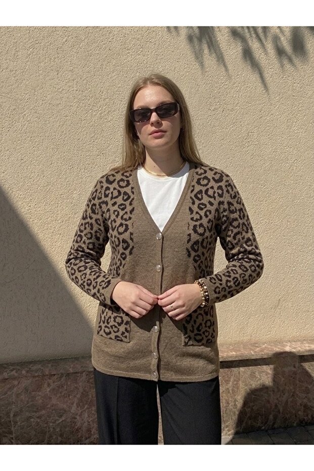Silvery Leopard Print Classic Buttoned Jacket