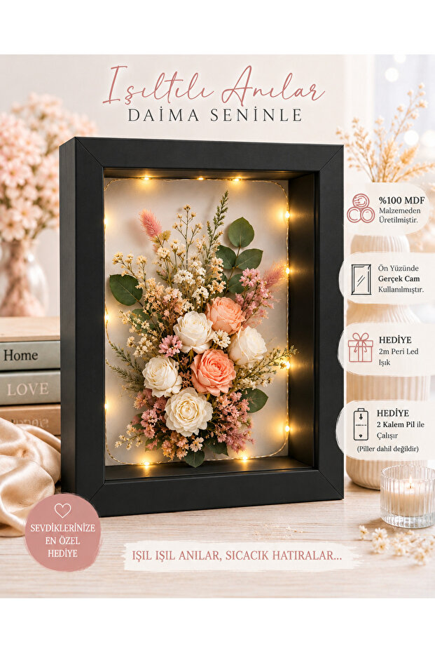 20X25X3 Glass Deep Memory Keepsake Frame - Rose Promise Engagement Flower Box