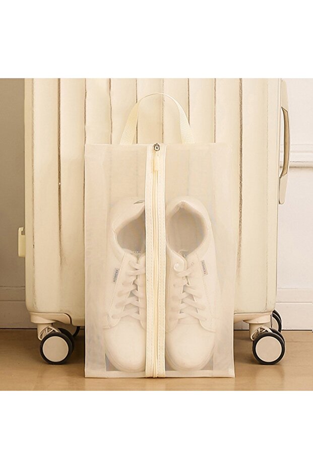 1PC White Dustproof Portable Outdoor Mesh Shoe Bag Breathable Lightweight Shoe Organizer Shoe Pouch
