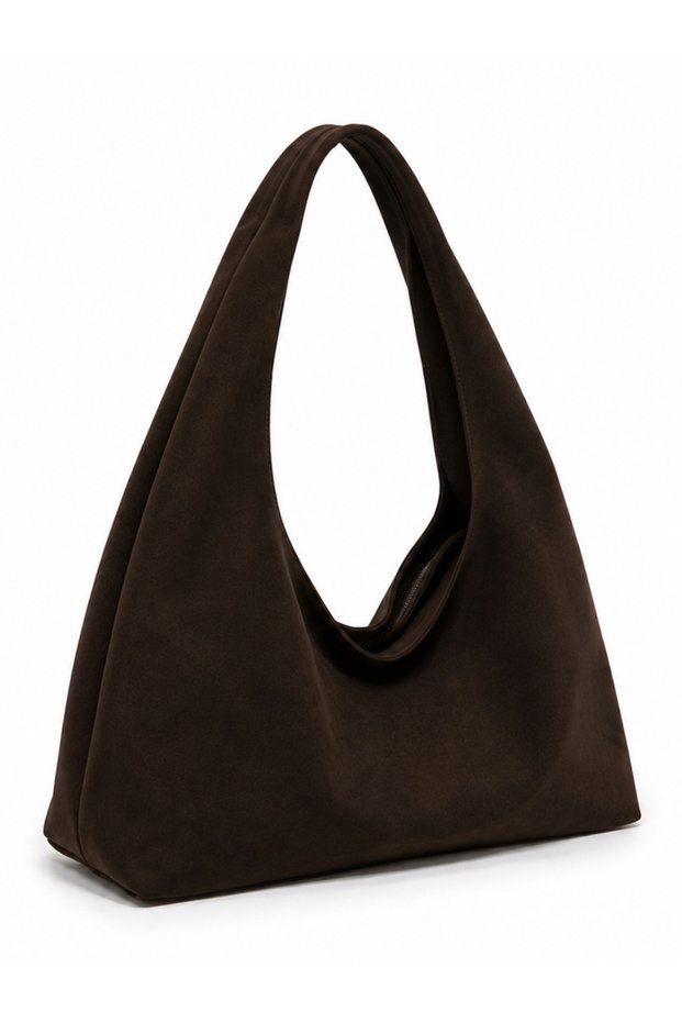 Women's Suede Zippered Casual Shopper Vintage Shoulder Bag