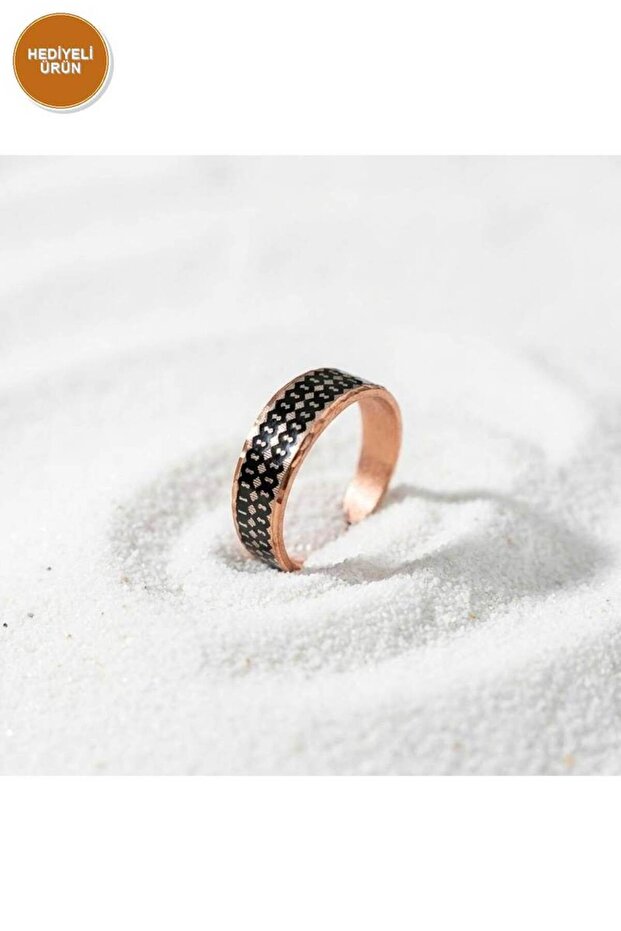 100% Handmade Copper | Copper Black Dot Motif Adjustable Ring