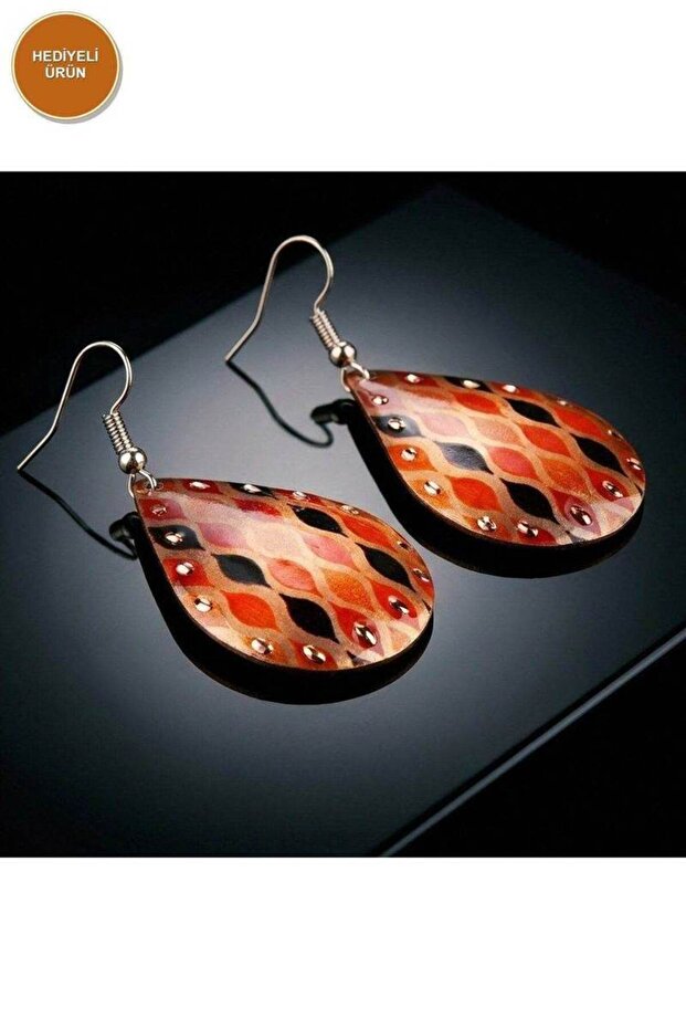 Copper Orange Minimal Floral Pattern Dangle Earrings |   100% Handmade Copper 710