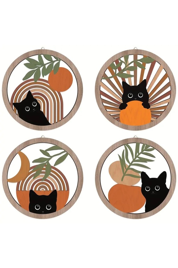 MULTI 4Pcs Wall Art Decor, Bohemian Wall Hanging Sculpture, Hollowed-Out Design for Living Room, Bed