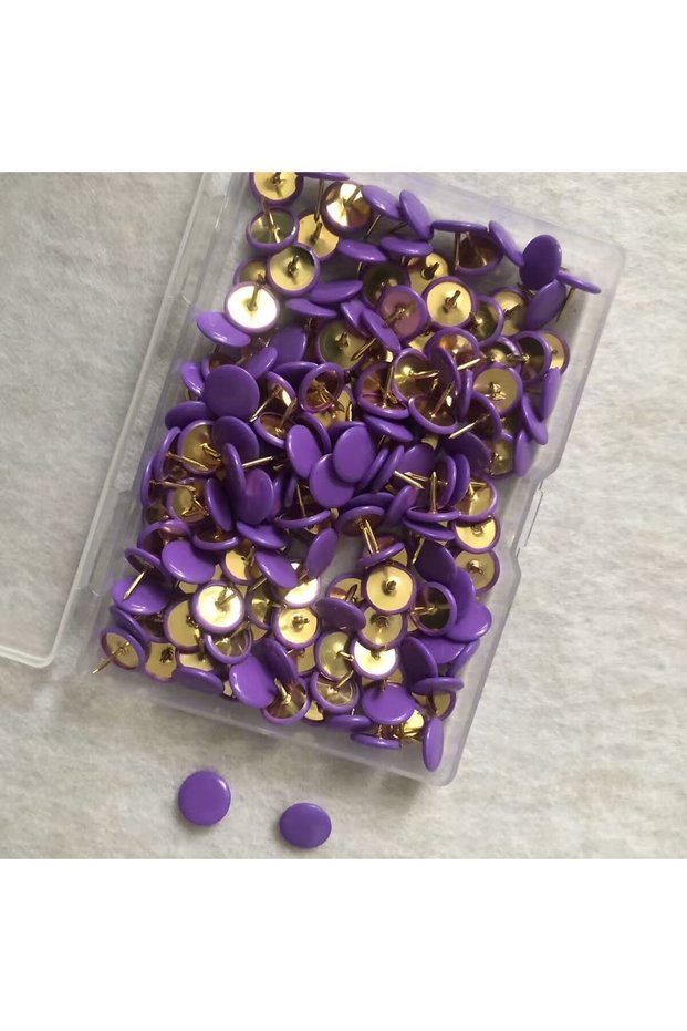 PURPLE 100pcs Multicolor Plastic Round Head Push Pins Thumbtacks for Home School Office Corkboard Ma