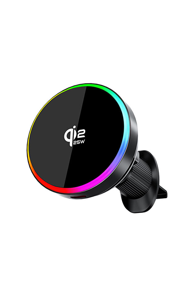 VIKEFON qi2.2 25W LED Qi2.2 25W Car Magnetic Wireless Charger Stand With Air-Cooling Fan For Magsafe