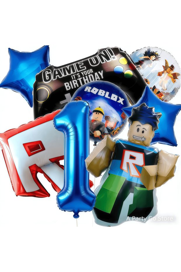 balloon-8pcs-1 Roblox Balloons Cartoon Game Roblox Set Boy Balloons Cartoon Double-sided Shaped Birt