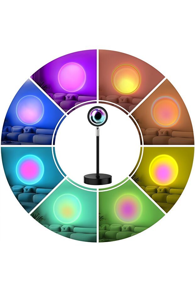 USB Plug RGB Sunset Lamp Sunset Lamp with Remote, 16 Colors Multicolor Changing LED Night Light, Pho
