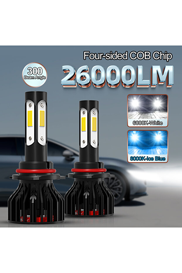 H11 6000K White Light 2pcs New 4 Sides 9005/HB3 9006/HB4 H4 H7 H11 H13 9004 9007 Car LED Bulbs 6000K