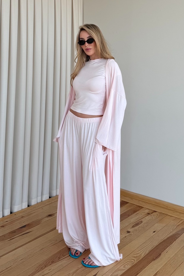 Pink Viscose Triple Set - 4137