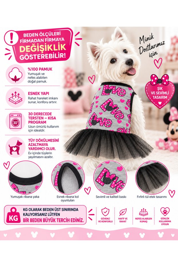 Small Breed Love Neon Dog Dress Puppy Outfit Cat Outfit (1-10kg)