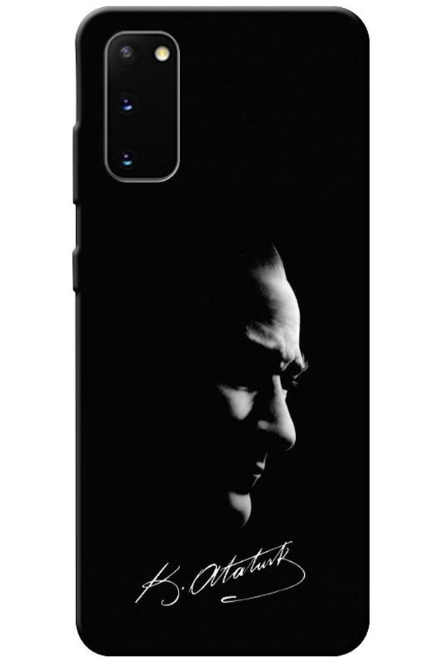 Samsung Galaxy S20 Plus Compatible Case Mustafa Kemal Atatürk Black Silicone Case (Printed)
