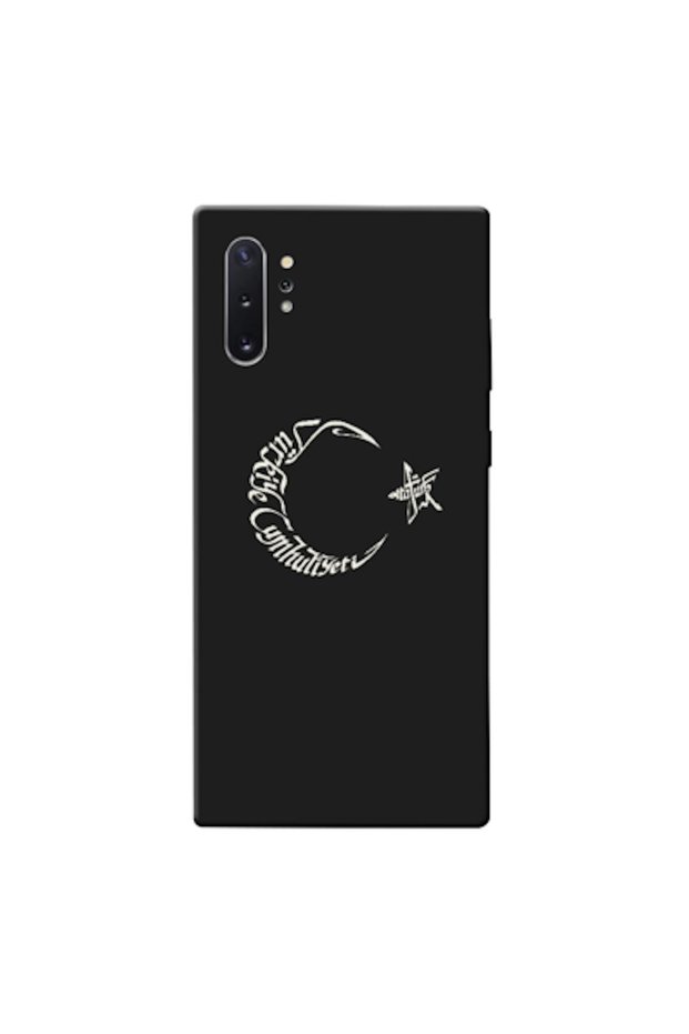 Samsung Galaxy Note 10 Plus Compatible Case Moon Star and Atatürk Silicone Case (Printed)